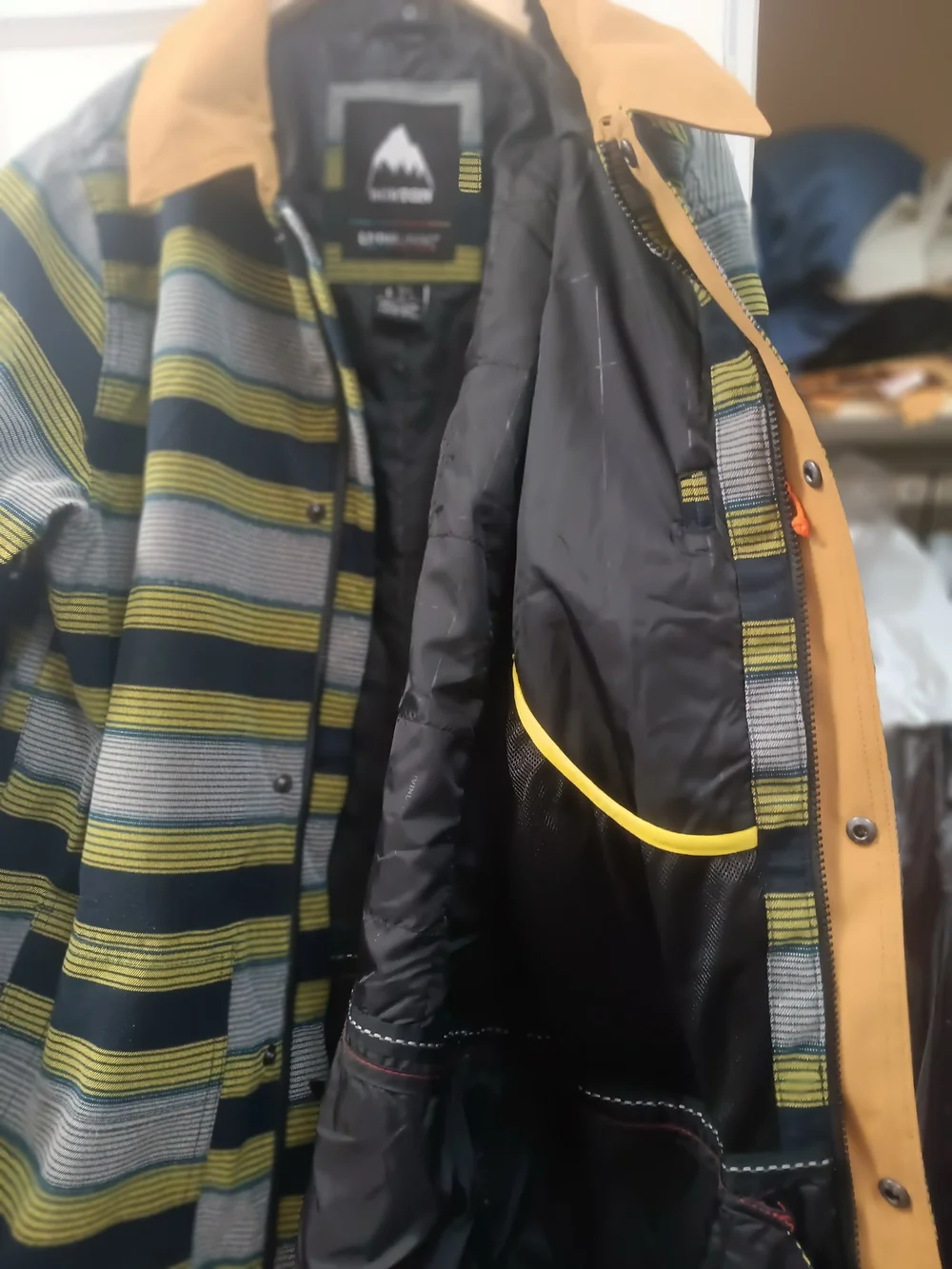 Burton Striped Performance Jacket in Black, Yellow & Tan